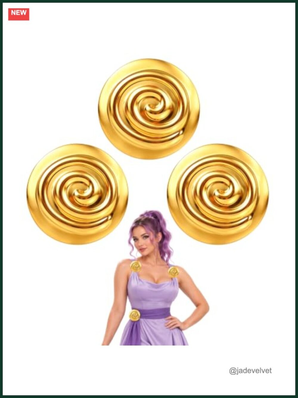 Gold Spiral Brooch Pins Set 3PC Metal Costume Accessories for Women
